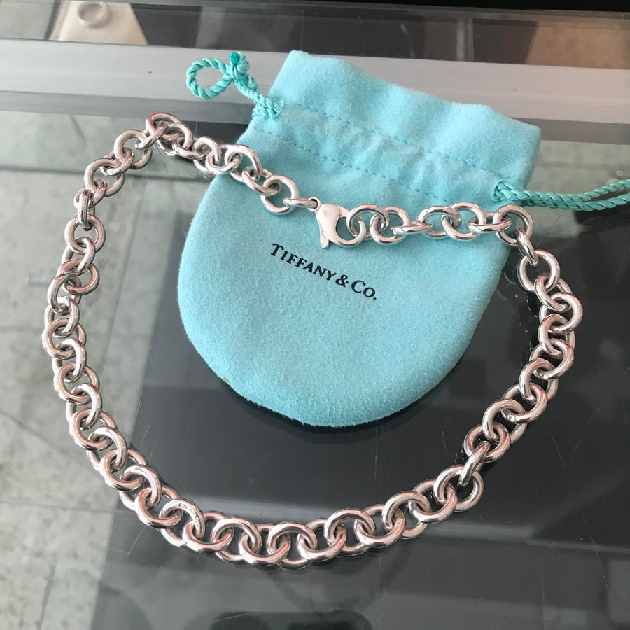 Tiffany and Co. Sterling Silver Heavy Chain Link Choker Necklace – I ...