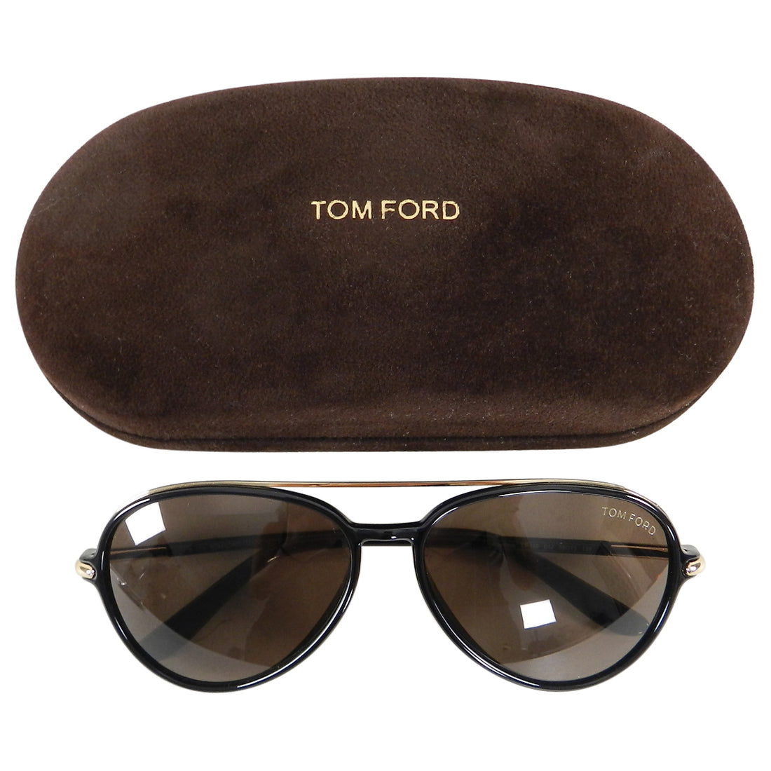 Tom Ford RF149 Ramone Black Frame Aviator Sunglasses with Gold Trim – I  MISS YOU VINTAGE