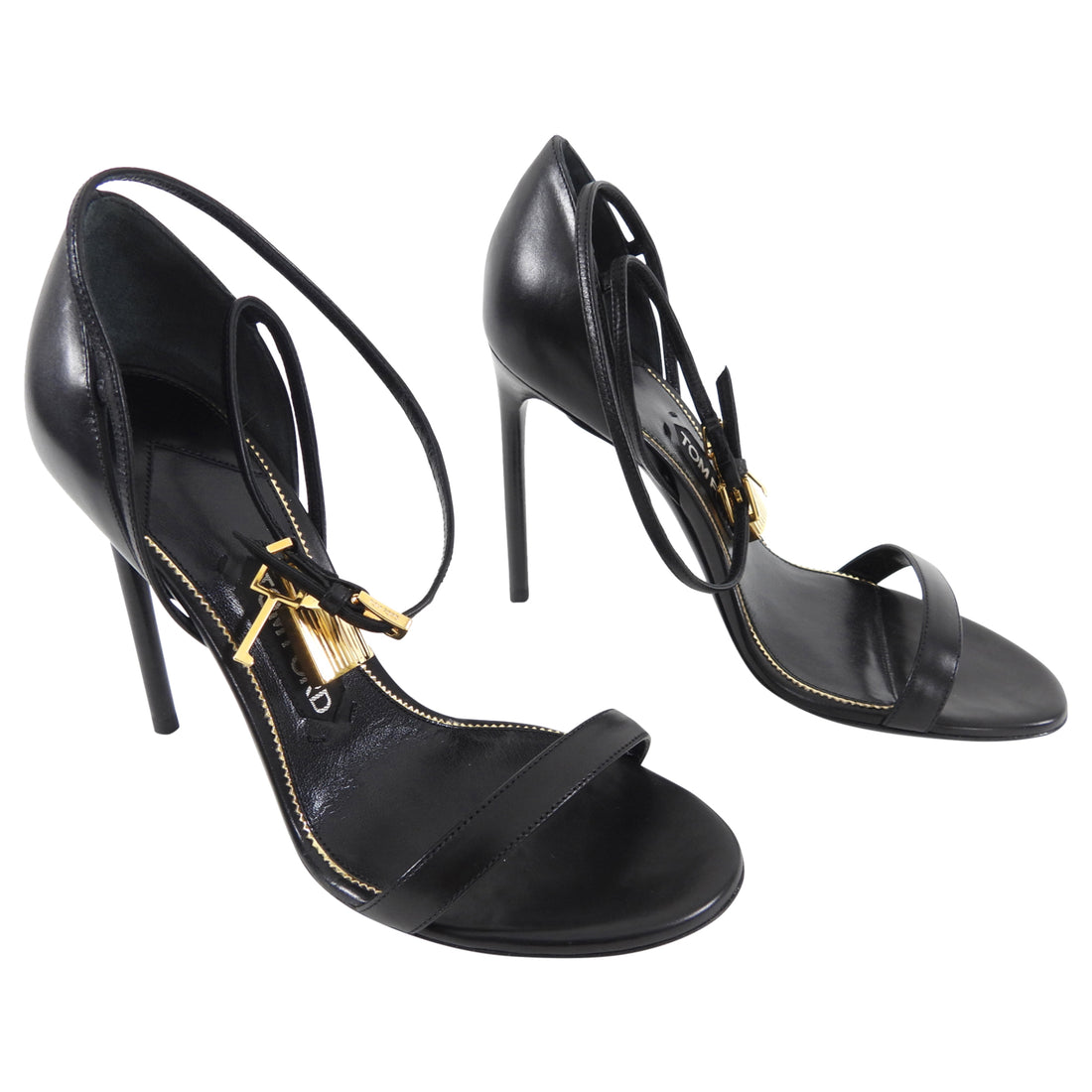 Tom Ford Black Leather Padlock Sandal Heels - 38 – I MISS YOU VINTAGE