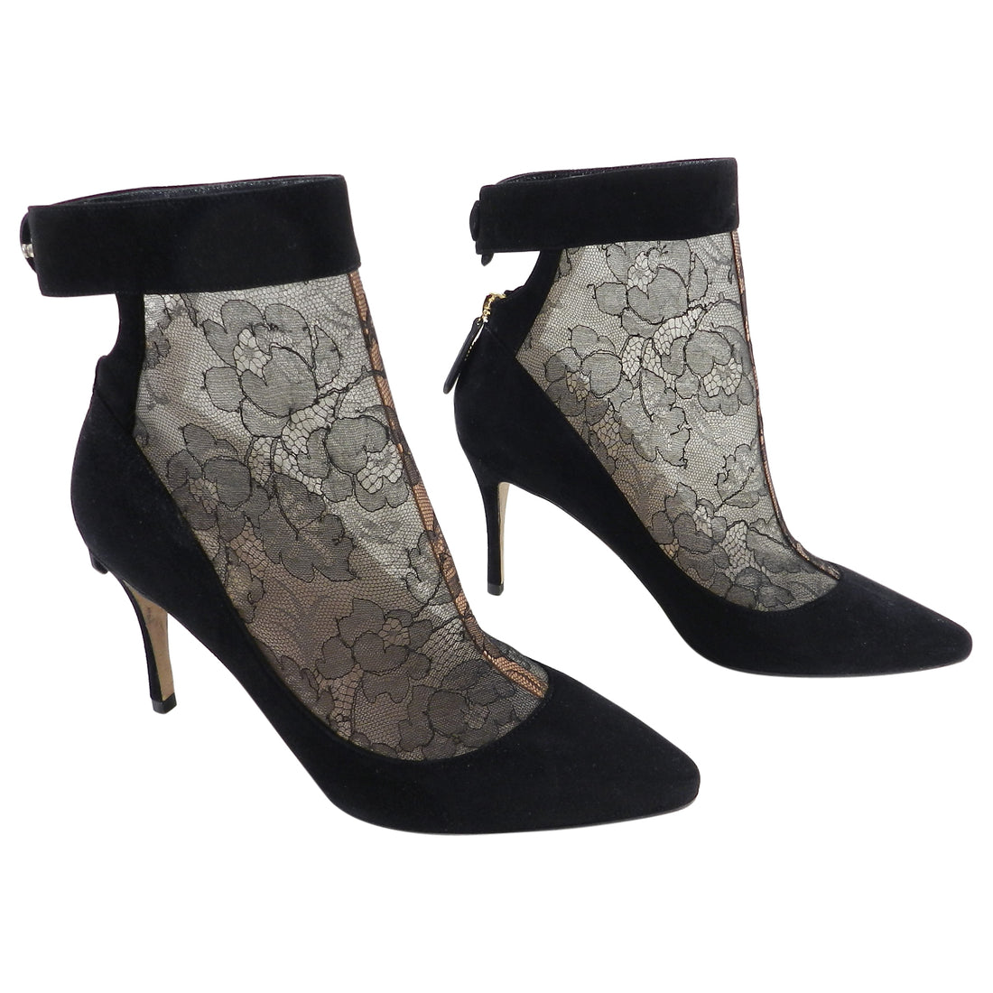 Valentino Black Suede and Lace Inset 