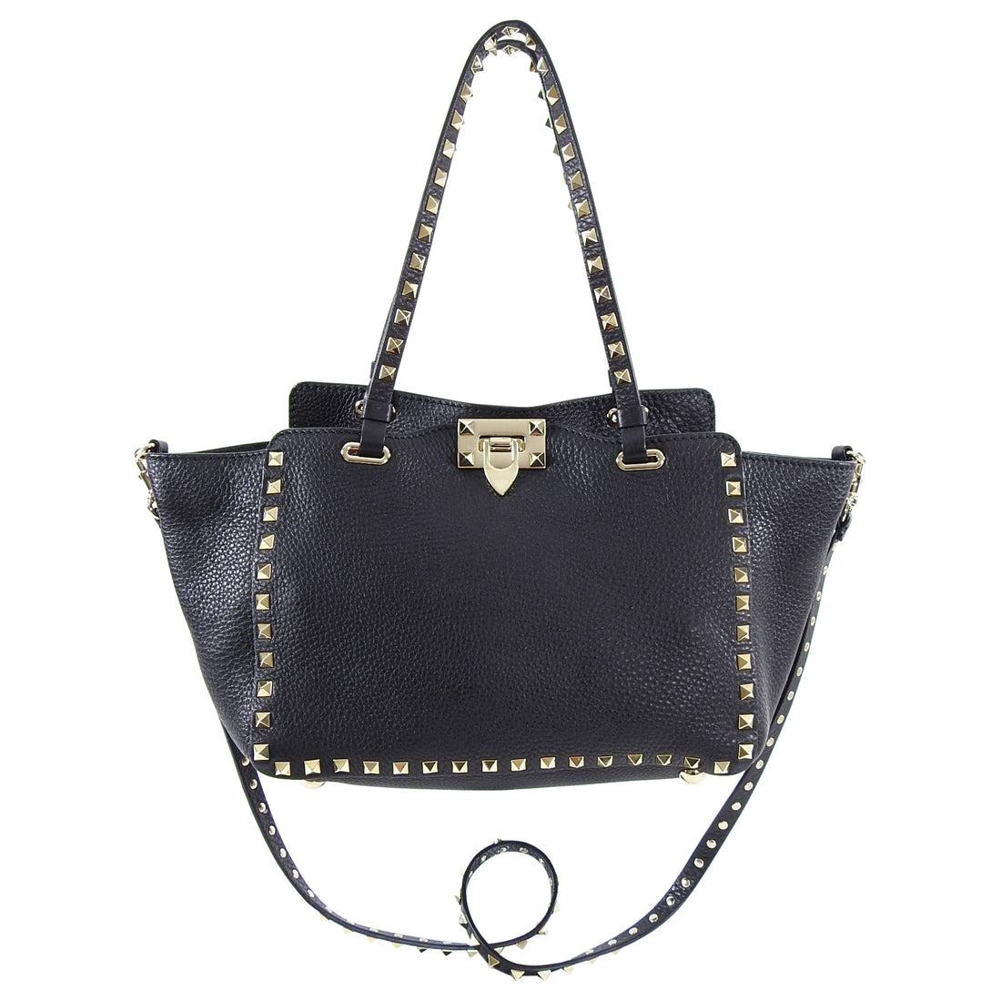 Valentino Rock Stud Black Leather Trapeze 2 Way Bag – I MISS YOU VINTAGE