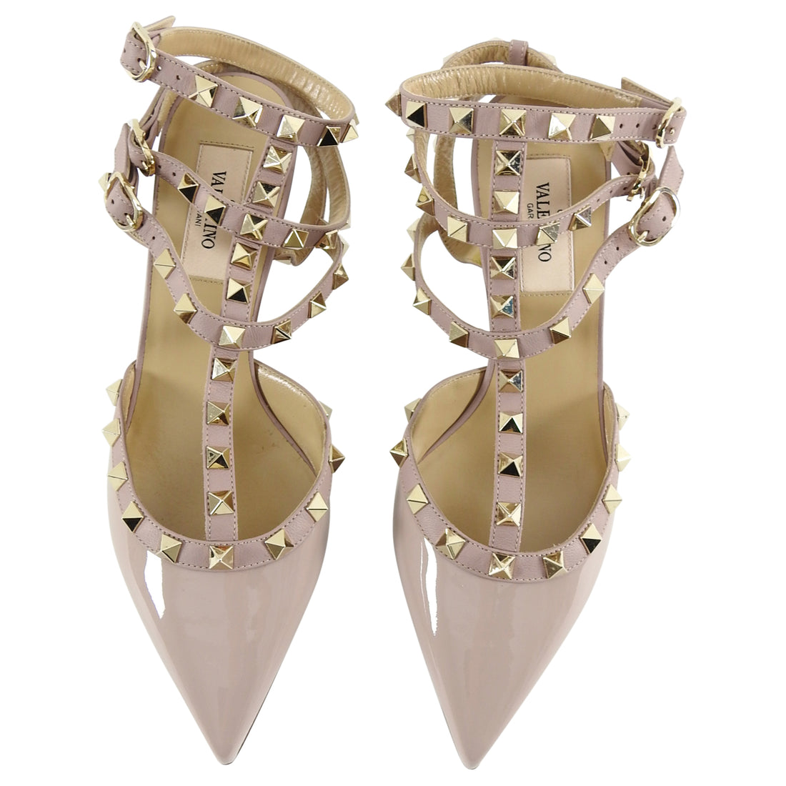 Valentino Nude Patent Triple Cage Rock Stud High Heels - 36.5 – I MISS ...