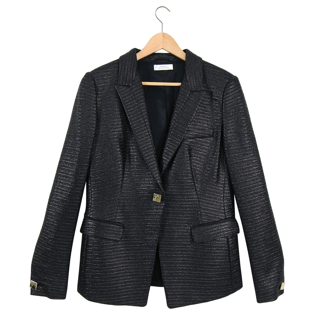 Versace Collection Black Coated Blazer Jacket - 10 – I MISS YOU VINTAGE