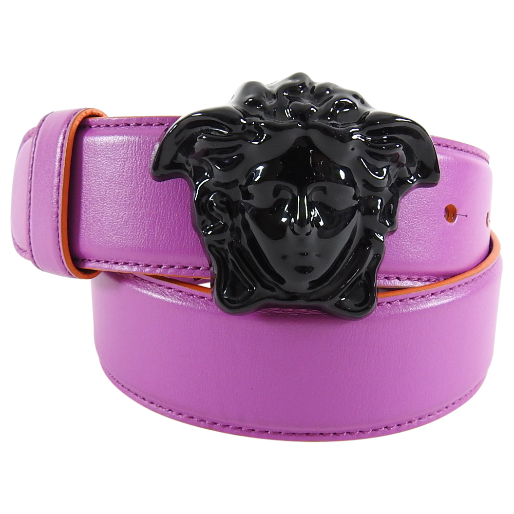 Versace Magenta Leather Medusa Head Belt - 75/30 – I MISS YOU VINTAGE