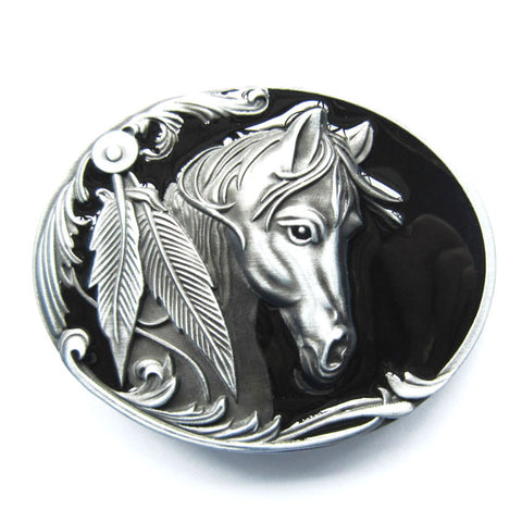 Black & Silver Western Horse Belt Buckle – Yippo Accessories