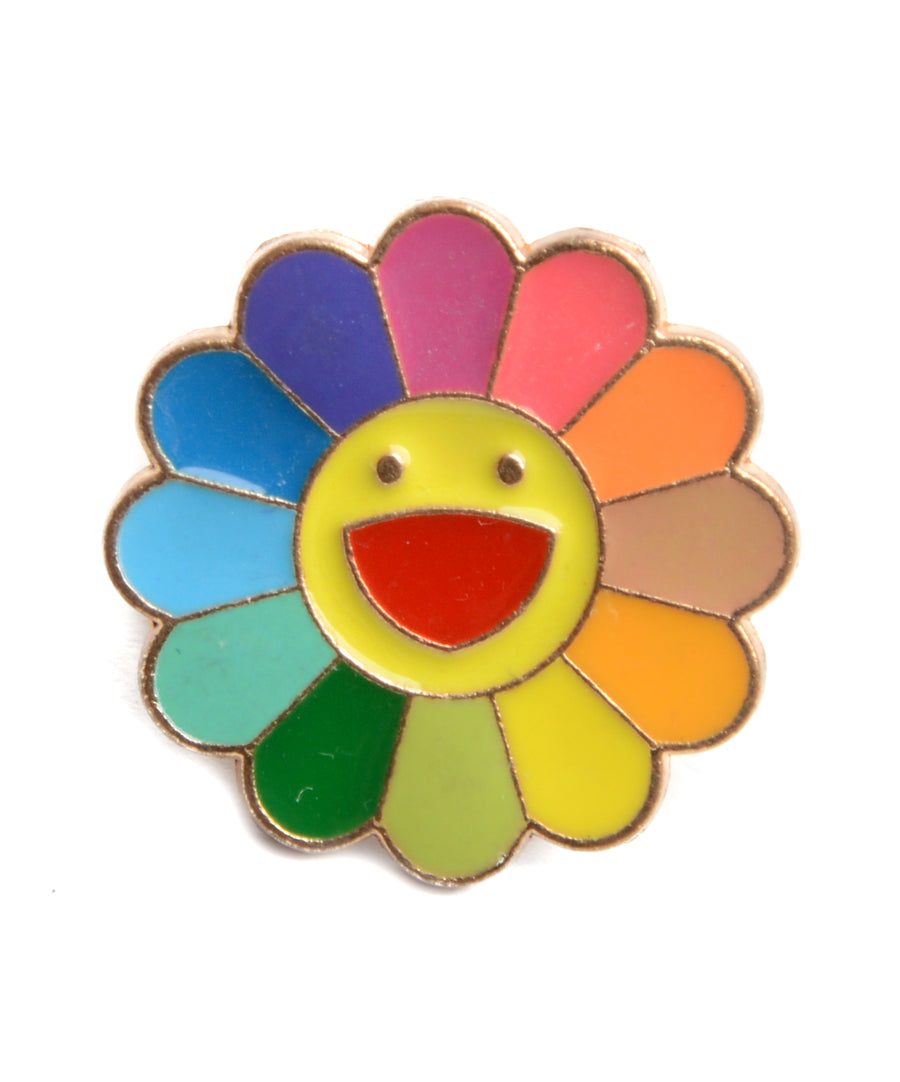 Szivárvány színű virág alakú fém kitűző