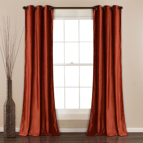 orange velvet curtains from Lush Decor