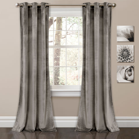 Prima Velvet Solid Window Curtain Panel Set