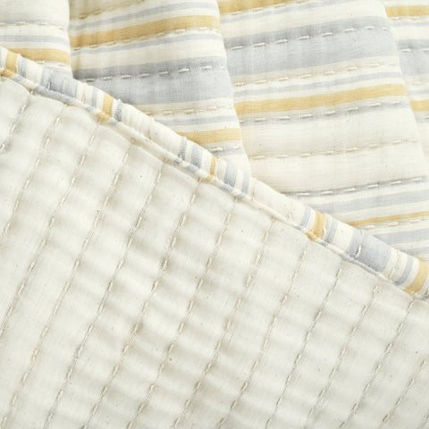 Solange striped kantha pick stitch throw