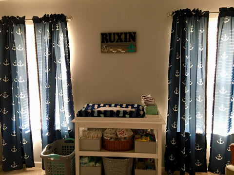 Boy's nursery with Lush Decor Anchor Curtains