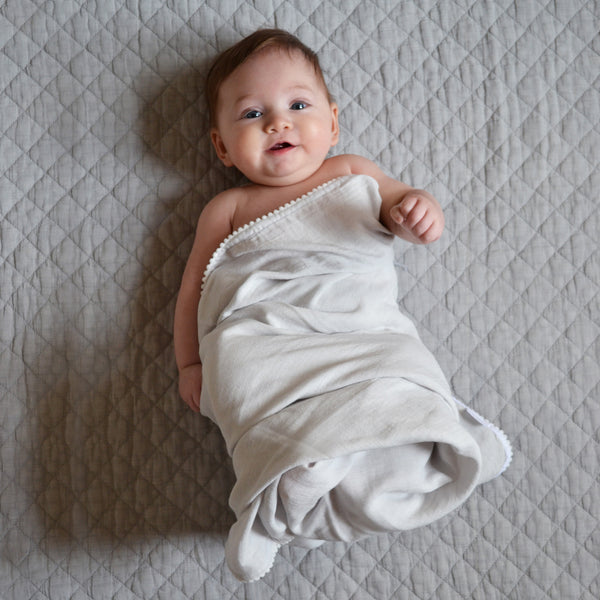 baby on hello spud stone wash quilt