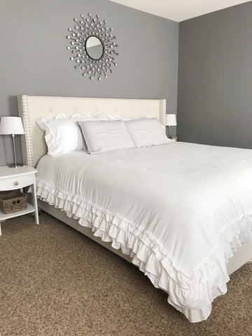 Ella Shabby Chic Ruffle Lace 3 Piece Comforter Set Lush Decor