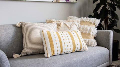 Curated Accent Pillows On Sofa Couch Furniture