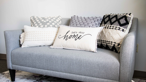 Curated Accent Pillows On Sofa Couch Furniture