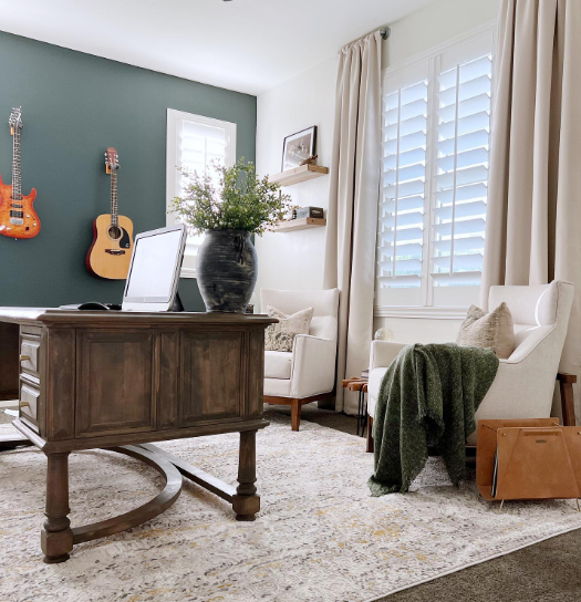 Insulated Rod Pocked Blackout Curtains by Lush Decor in home office