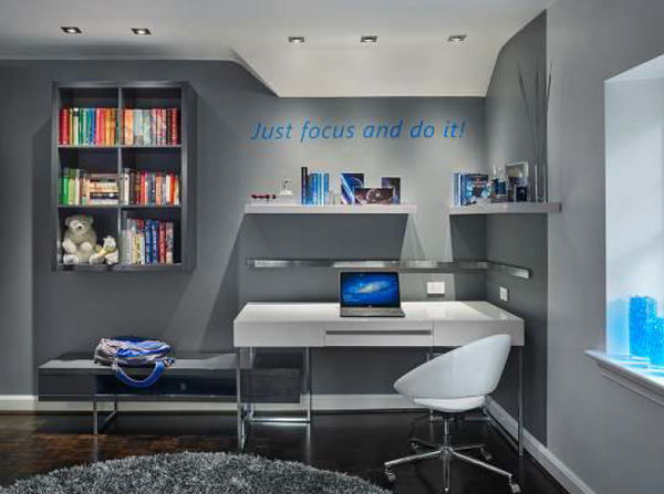 Work space in a teenager's bedroom