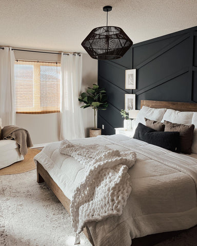 Bedroom with painted accent wall