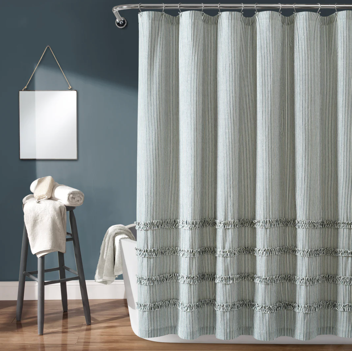 Vintage Stripe Yarn Dyed Cotton Shower Curtain