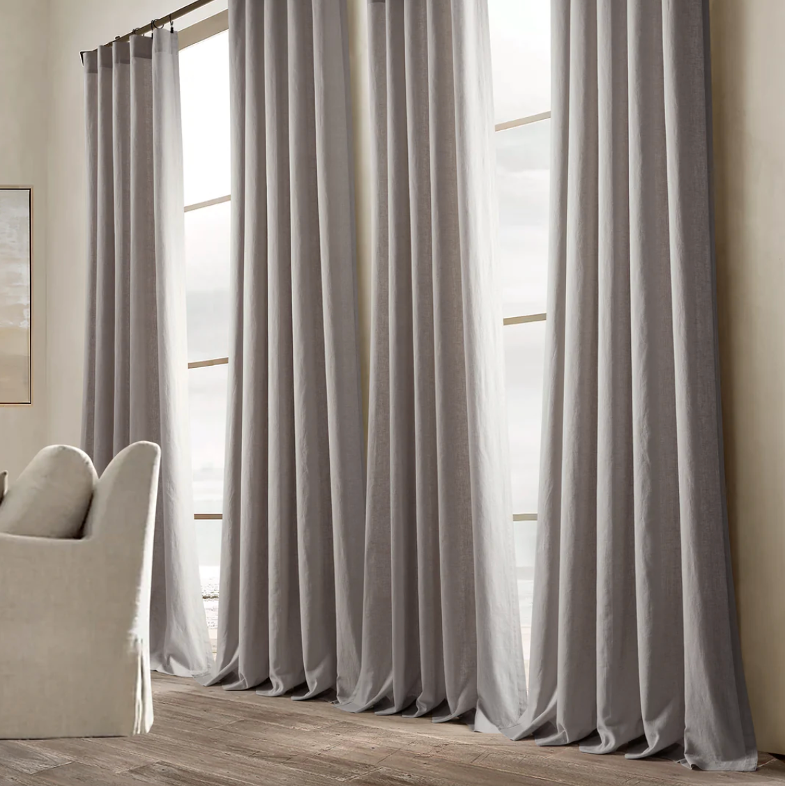 Belgian Flax Prewashed Linen Rich Cotton Blend Window Curtain Panel