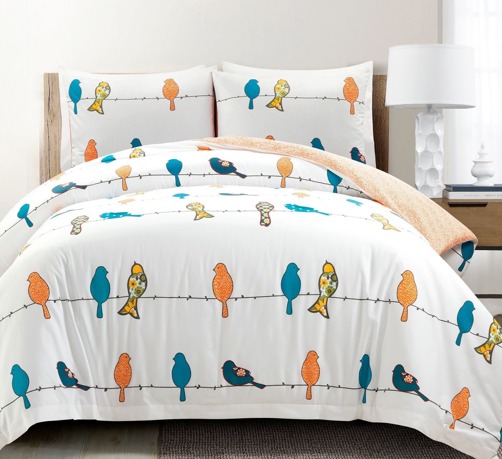 Rowley Birds Cotton Duvet Cover 3 Piece Set