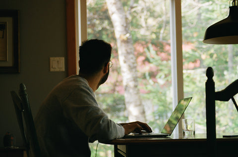 working from home at table