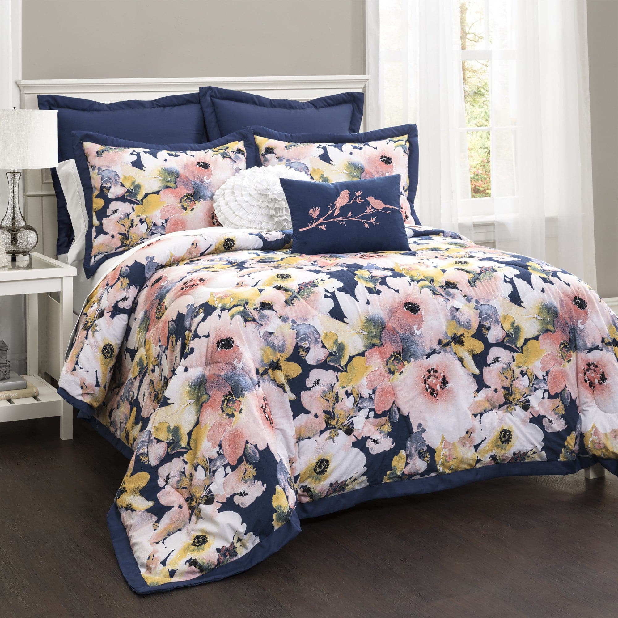 Floral Watercolor Comforter 7 Piece Set Lush Decor Www