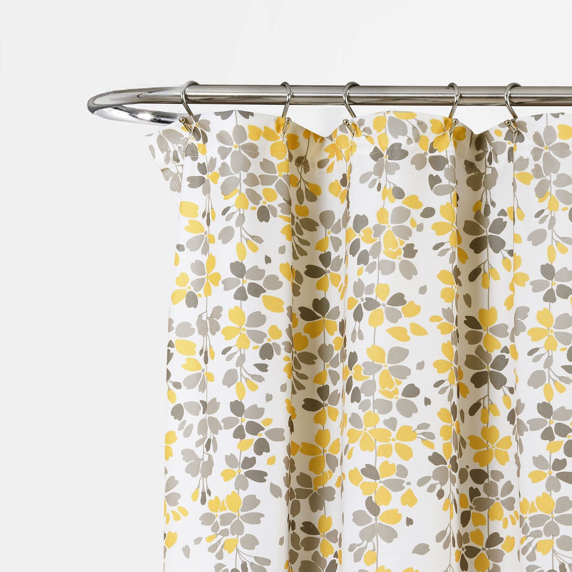 yellow and gray shower curtain