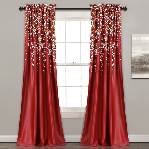 Weeping Flower Room Darkening Window Curtain Set