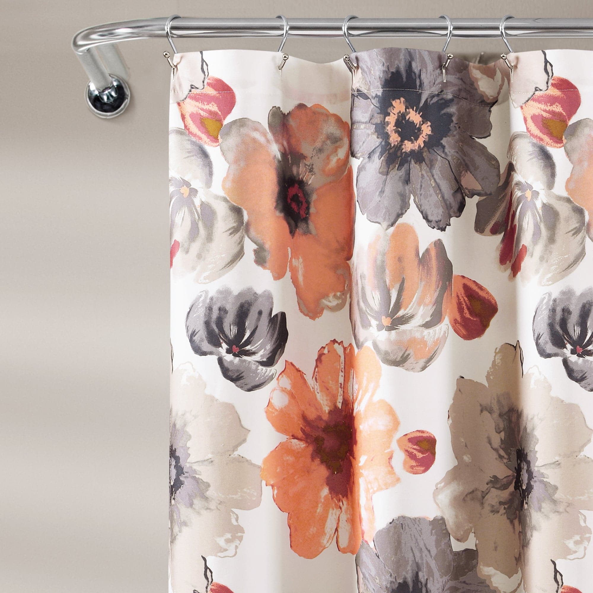 coral gray shower curtain