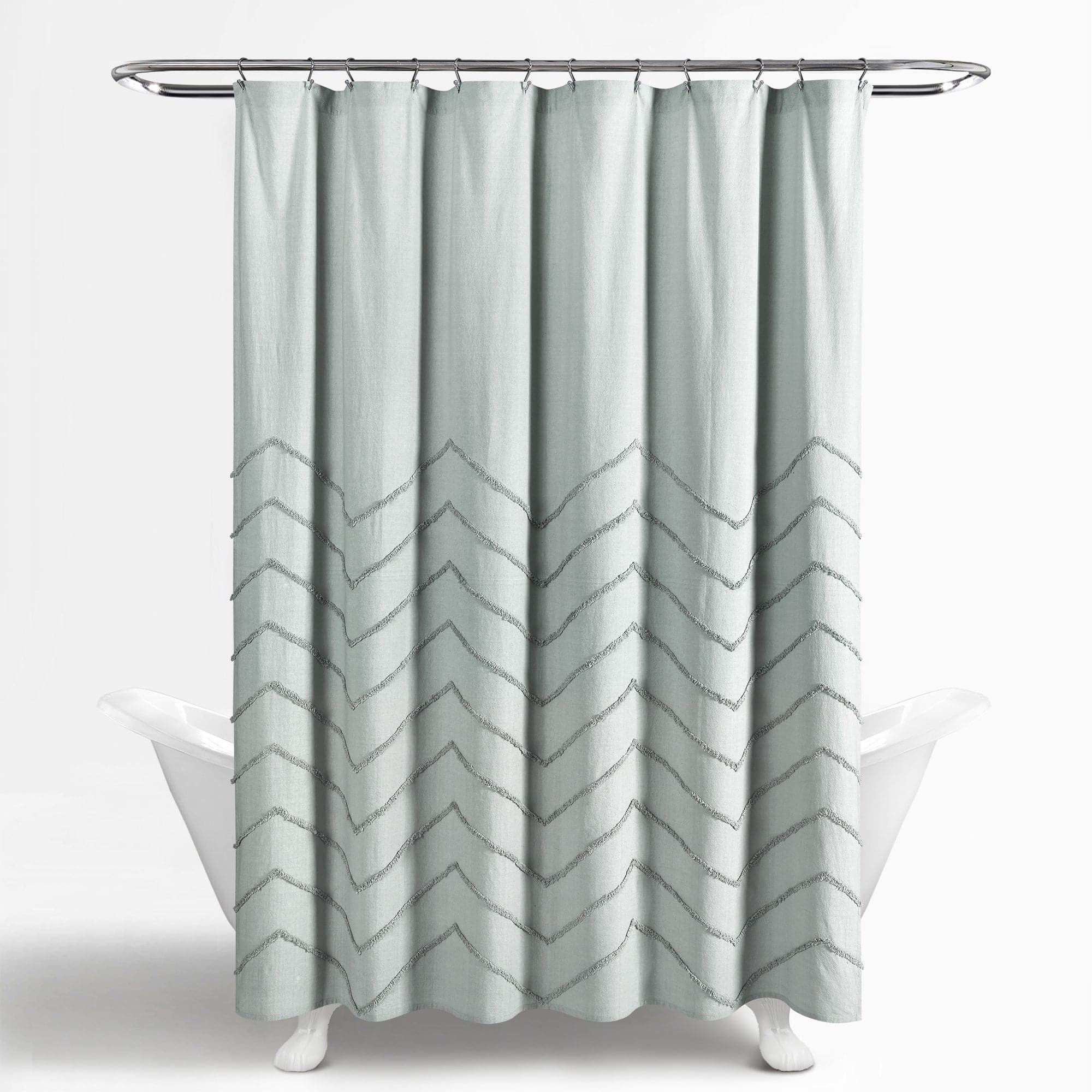 blue chevron shower curtain