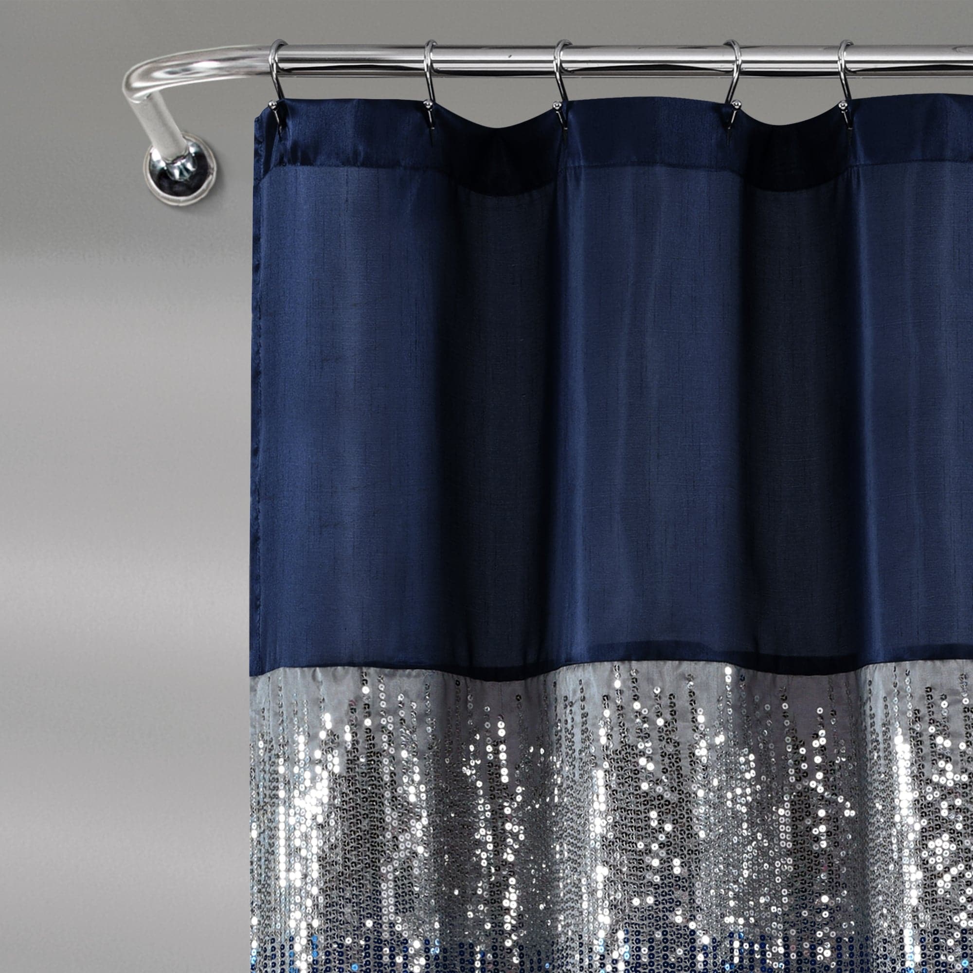 navy and white shower curtain