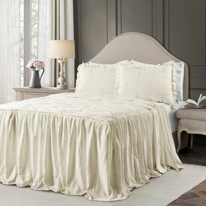 Ruched Ruffle Elastic Easy Wrap Around Bed Skirt