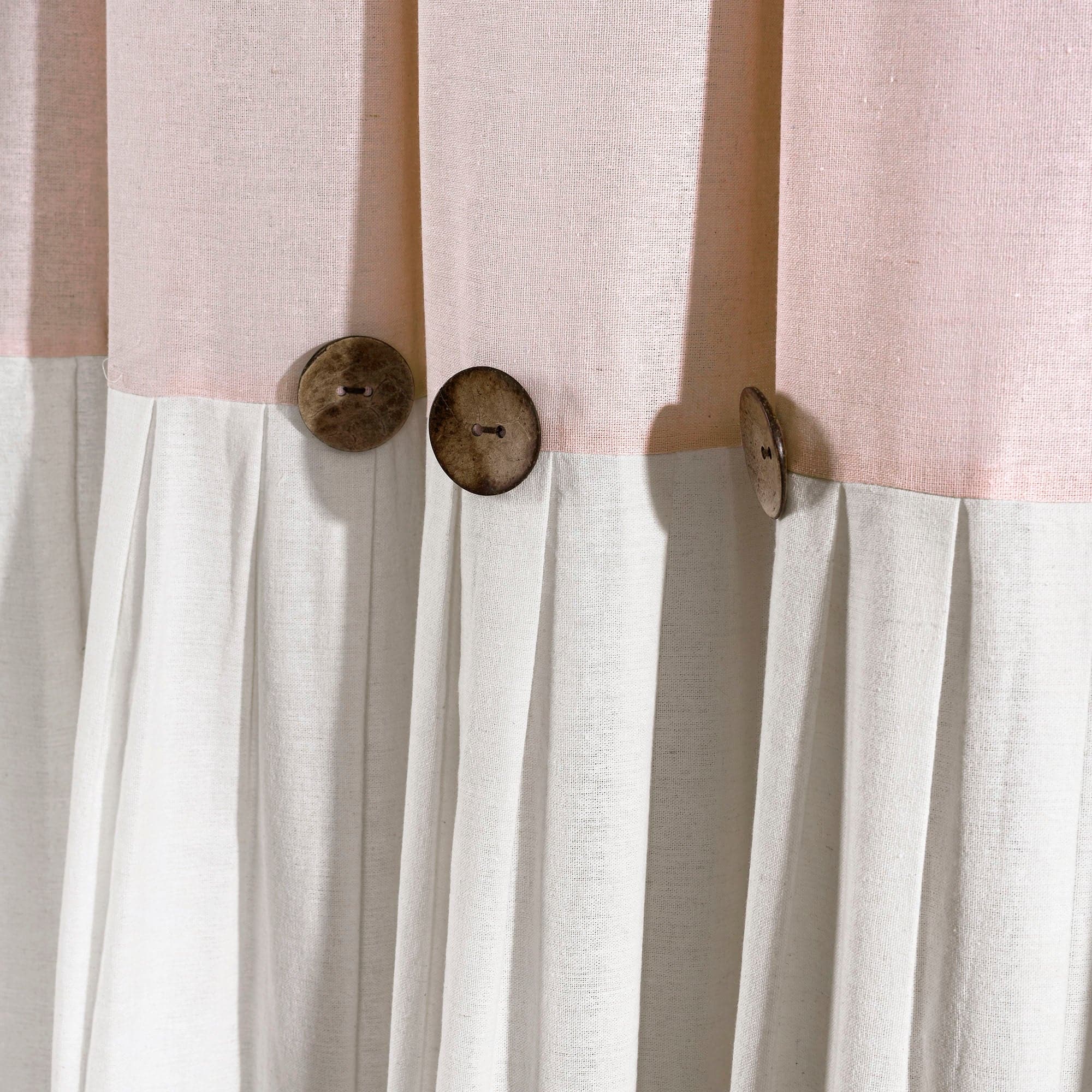 tan linen shower curtain