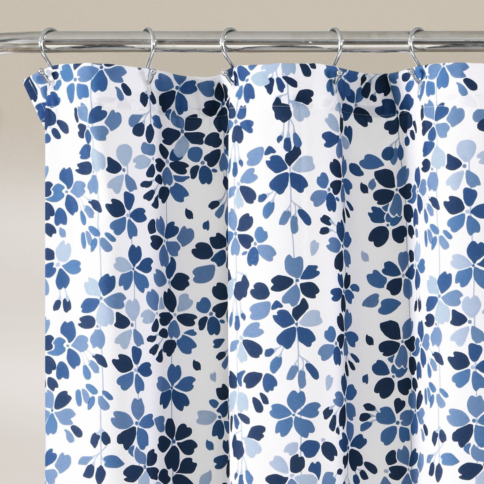 navy blue floral shower curtain