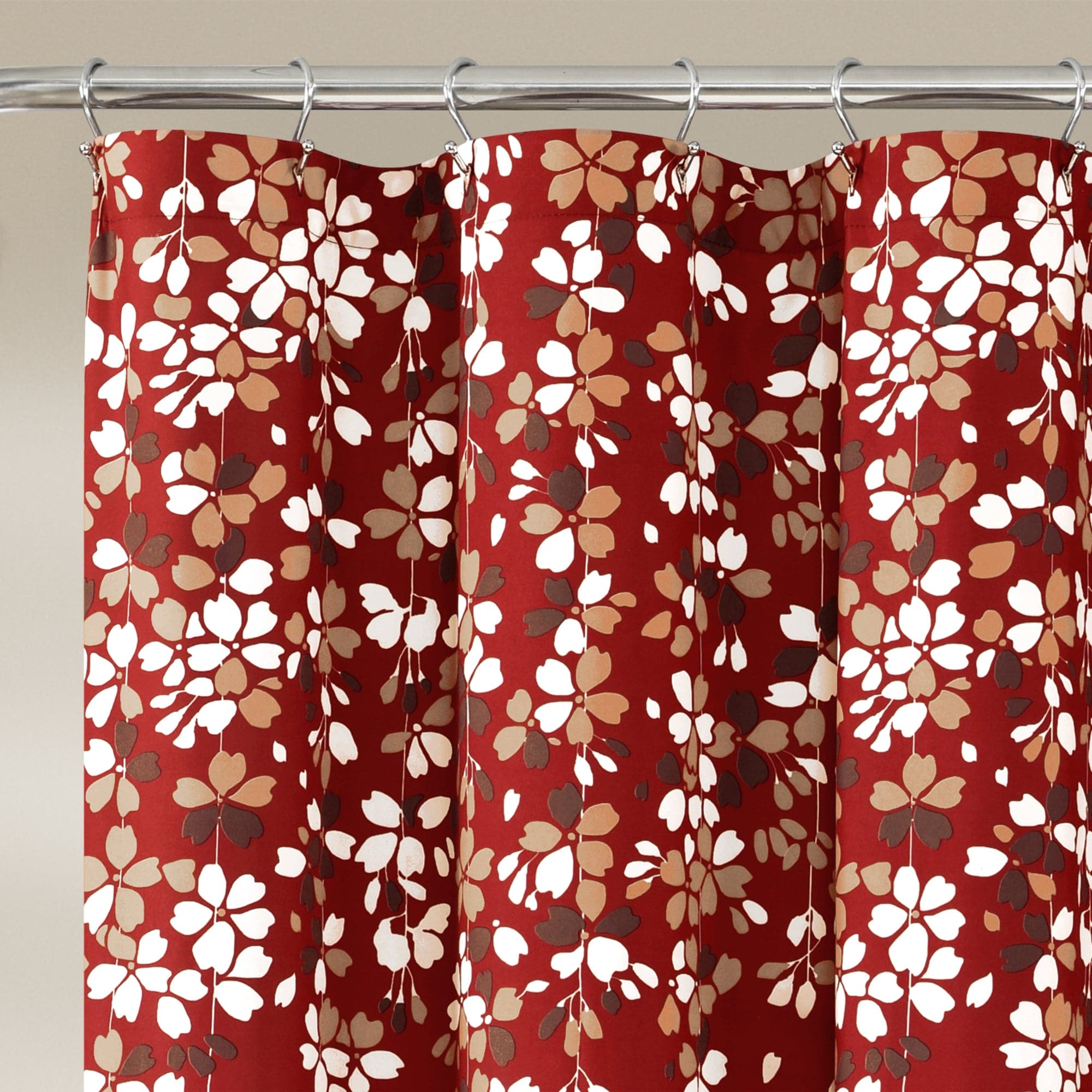 red shower curtain