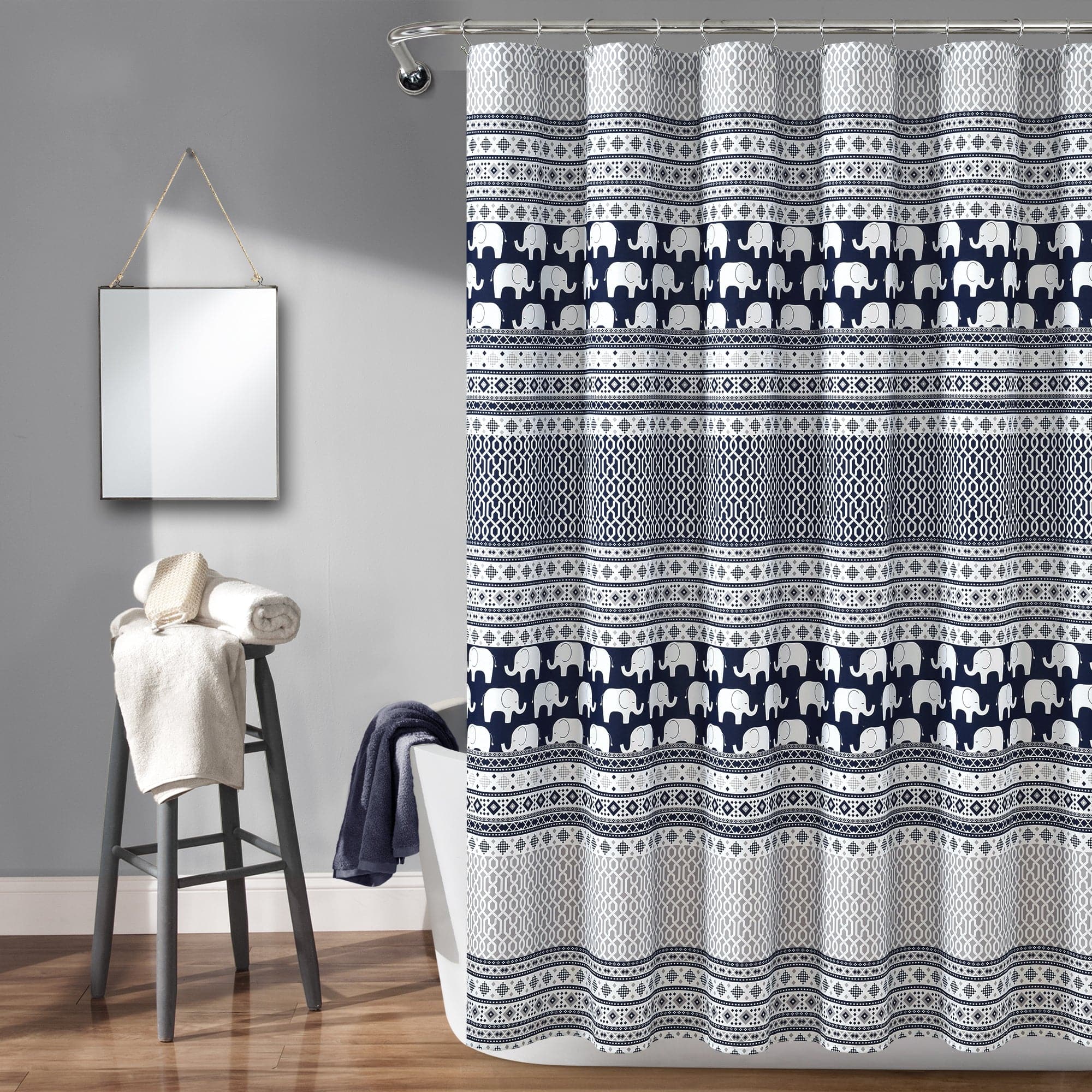 navy shower curtain