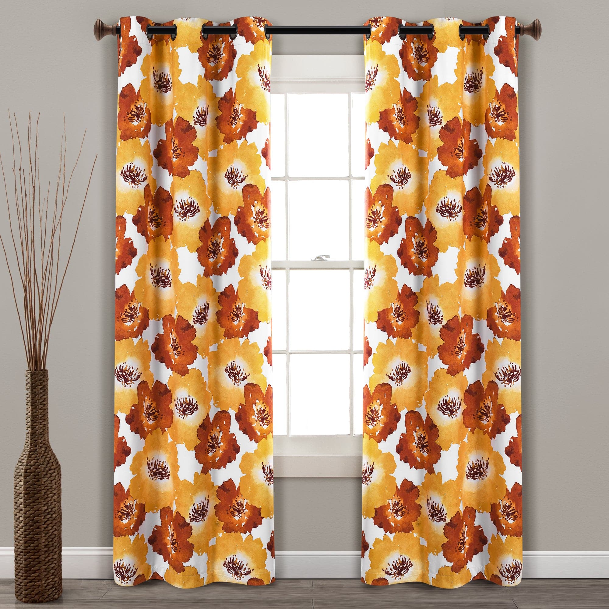 Julie Floral Insulated Grommet Blackout Window Curtain Panel Set | Lush ...