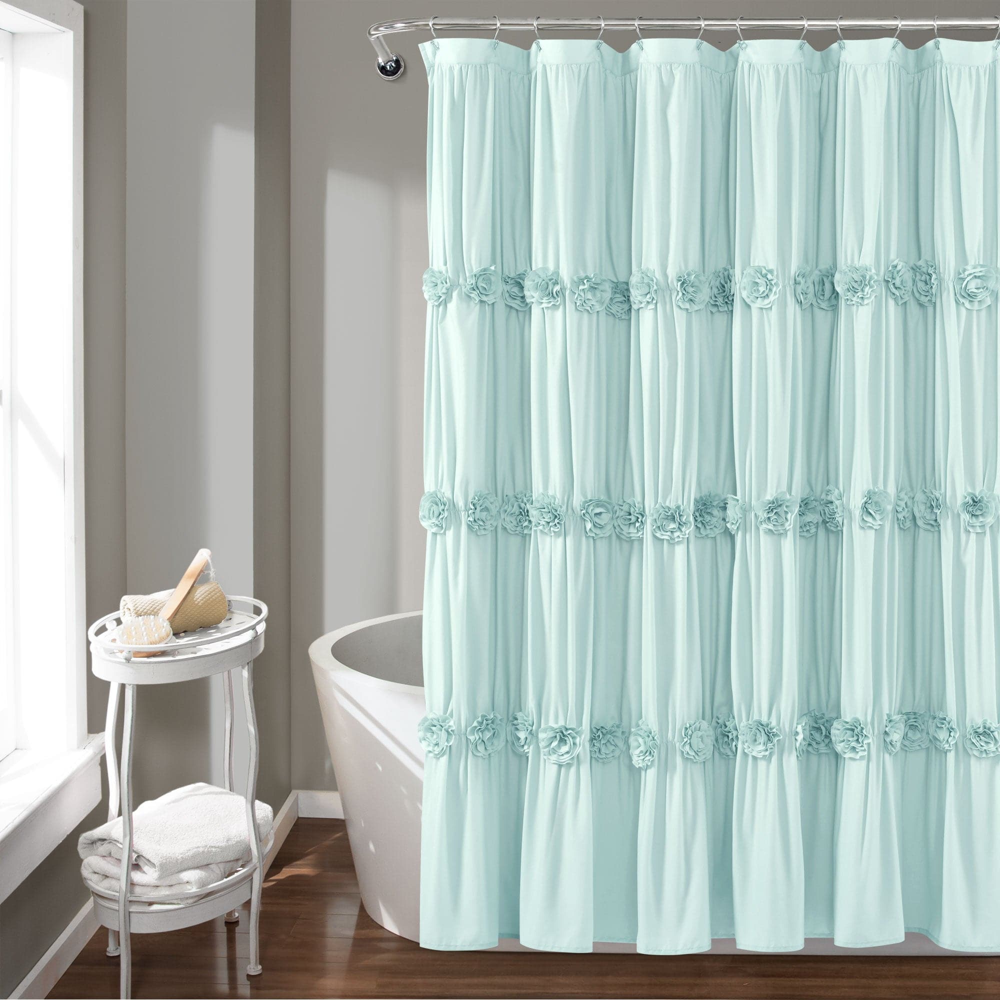 teal blue shower curtain