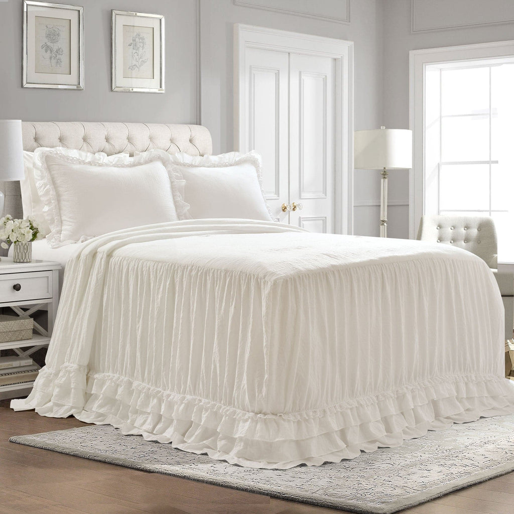 Ella Shabby Chic Ruffle Lace 3 Piece Bedspread Set Lush Decor