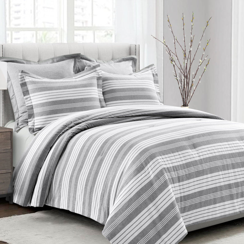 Affordable Bedding Online Lush Decor Www Lushdecor Com LushDecor   16T005111 FARMHOUSE YARN DYED STRIPE 5 PC GRAY WHITE COMFORTER FULL QUEEN 848742094297 F615b8d8 6206 424b A069 B06827c45b3f 800x 