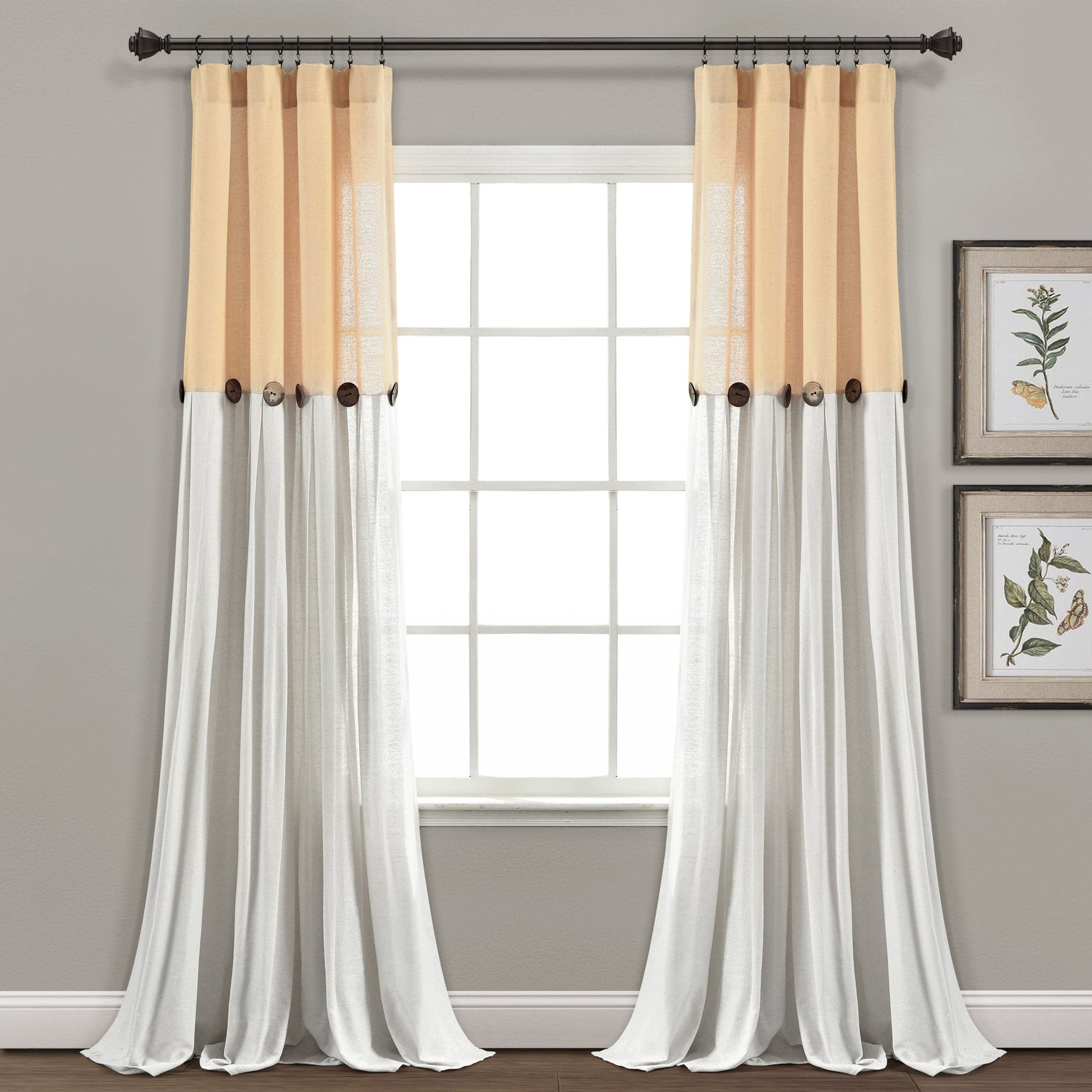 Linen Button Window Curtain Panel - LushDecor product image