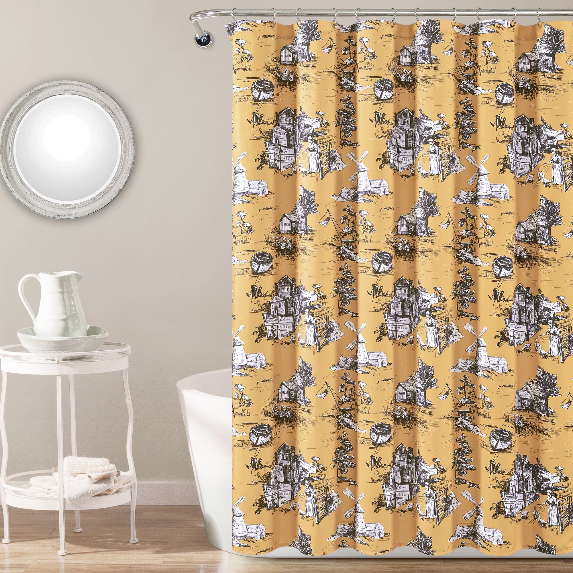 yellow and gray kitchen mat