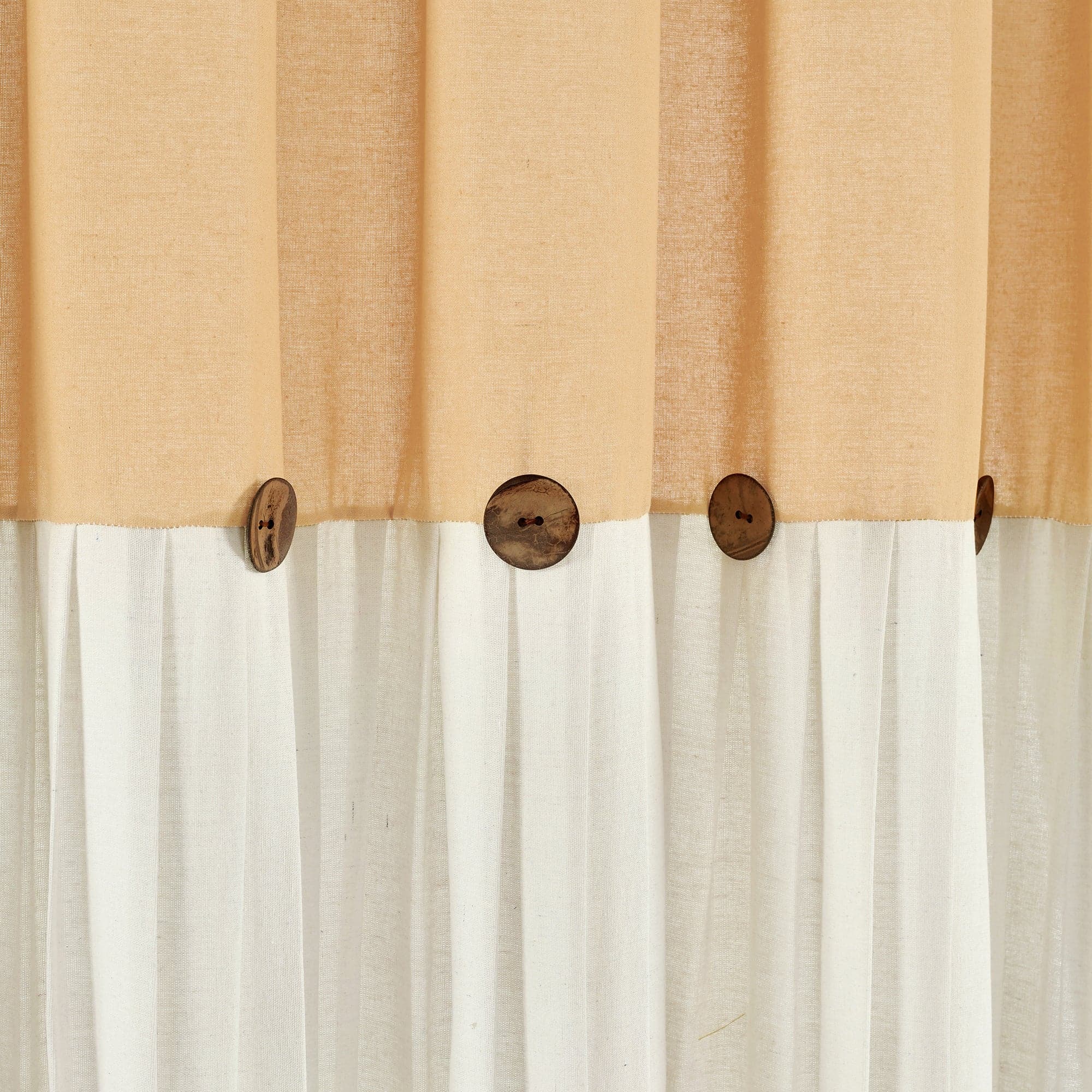 tan linen shower curtain