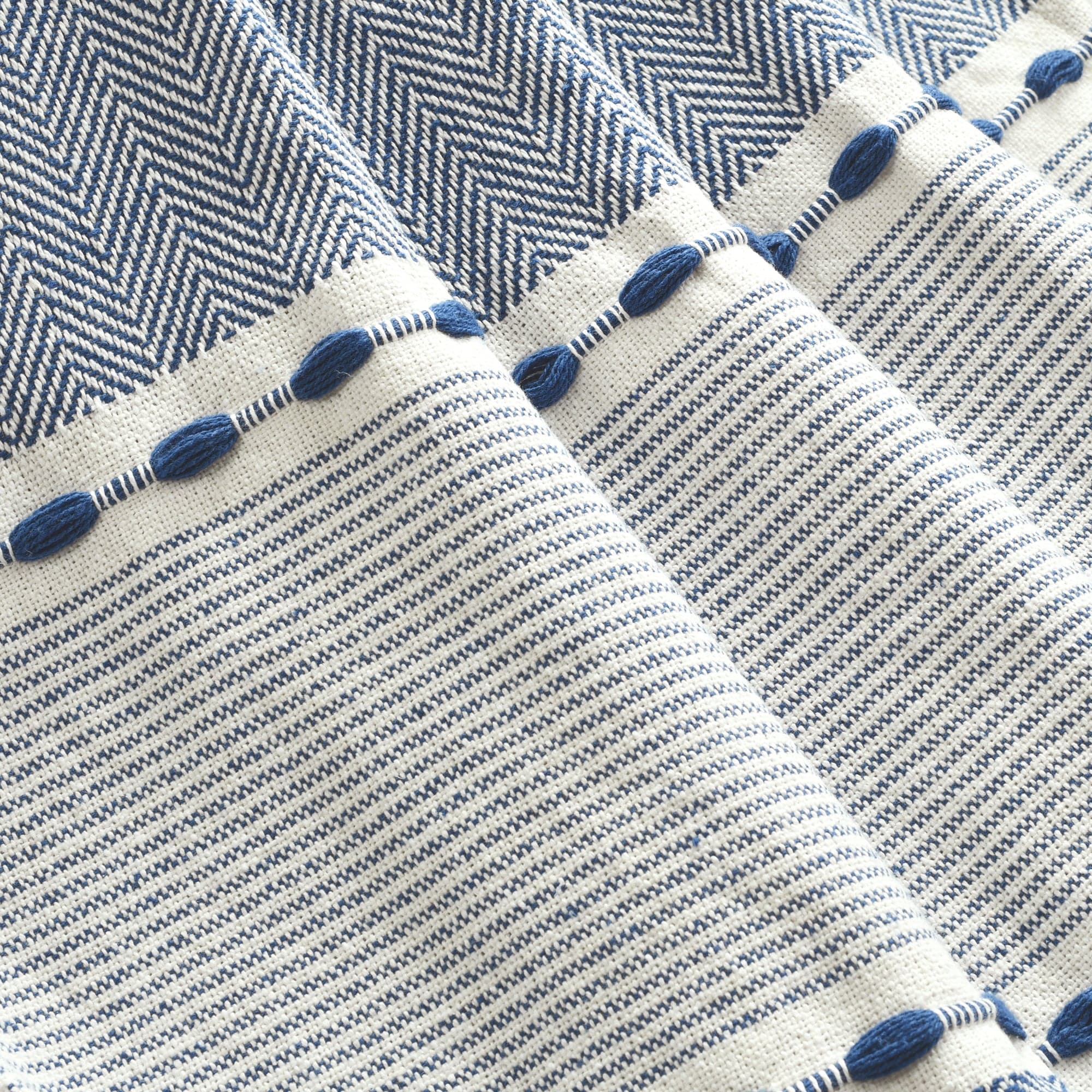 Herringbone Stripe Yarn Dyed Cotton Woven Tassel Throw | Lush Decor ...