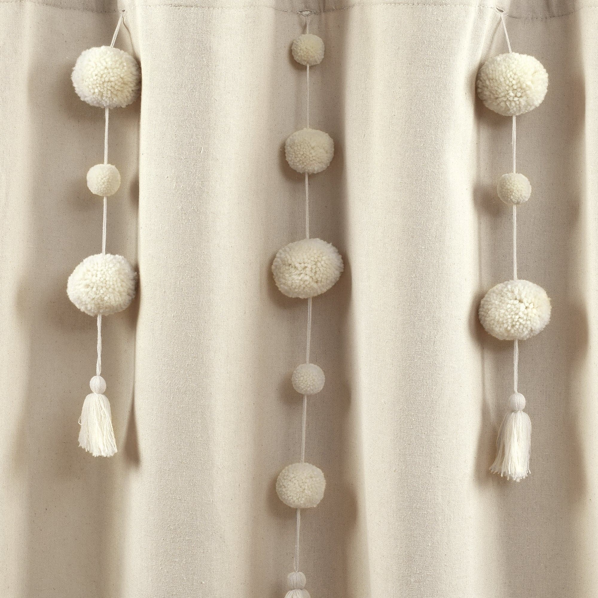 Boho Pom Pom Tassel Faux Linen Shower Curtain | Lush Decor | www ...