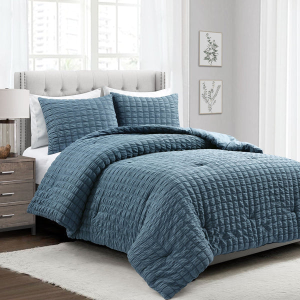 Crinkle Textured Dobby Comforter 3 Piece Set | Lush Decor | www ...