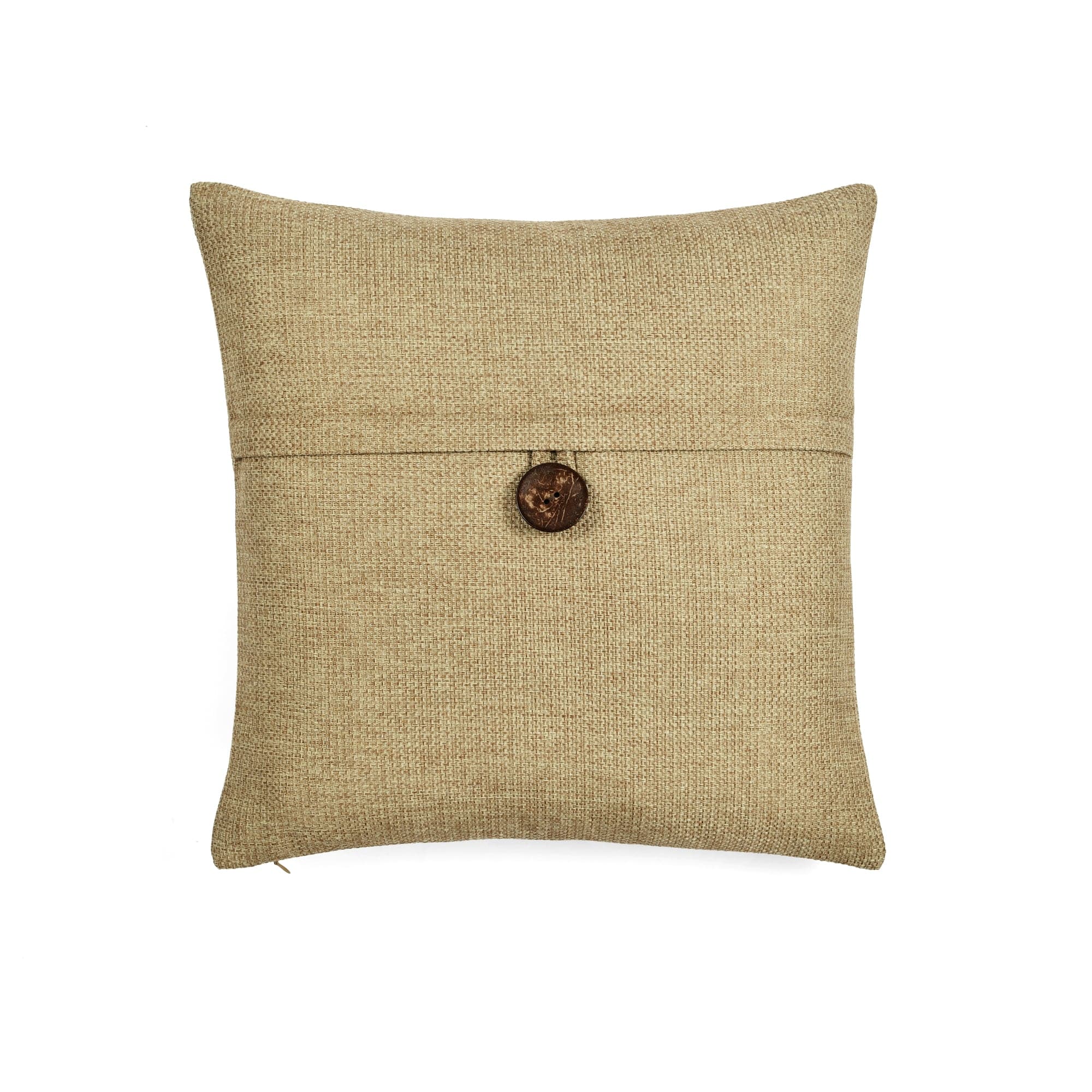 Image of Linen Texture Woven Button Decorative Pillow Cover