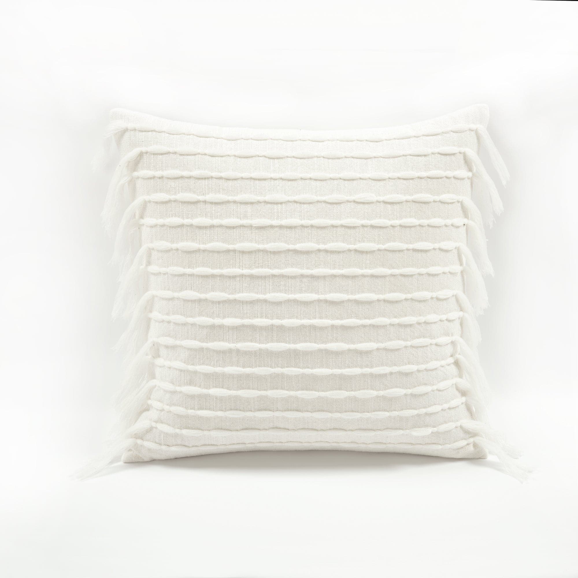 Image of Linear Tassel Cotton Decorative Pillow Cover