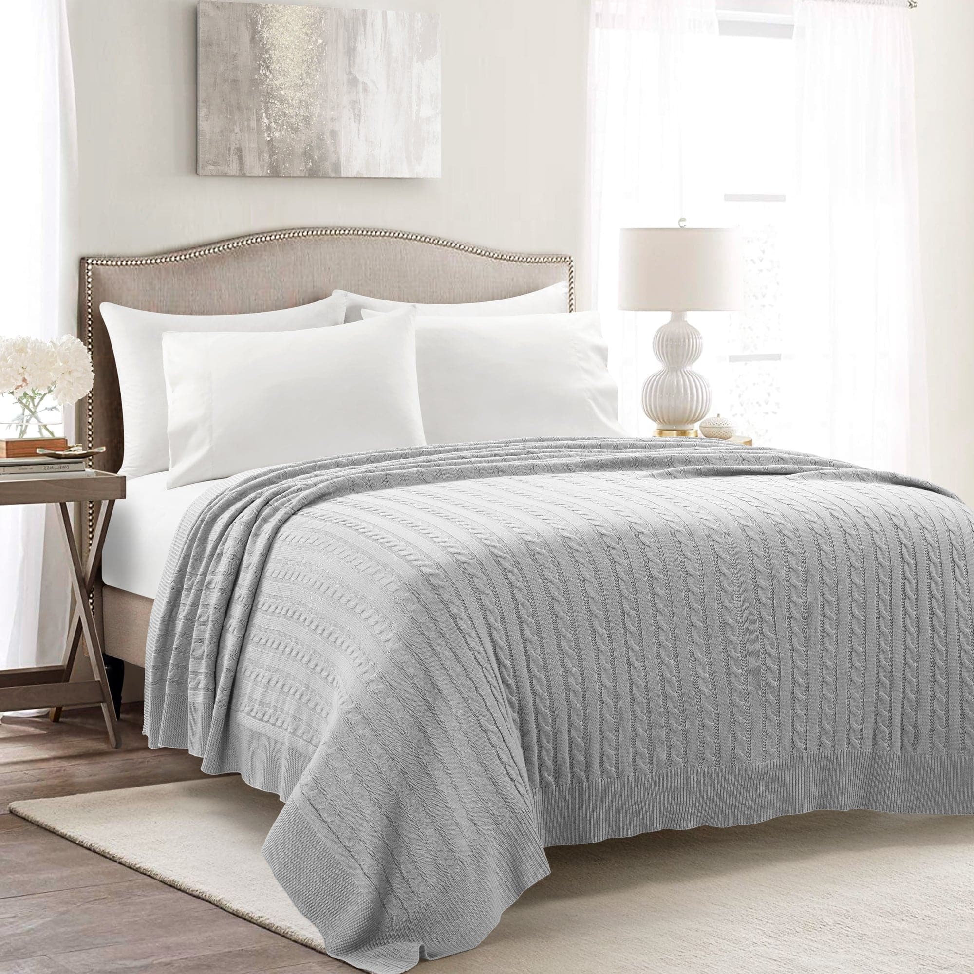 gray cable knit comforter