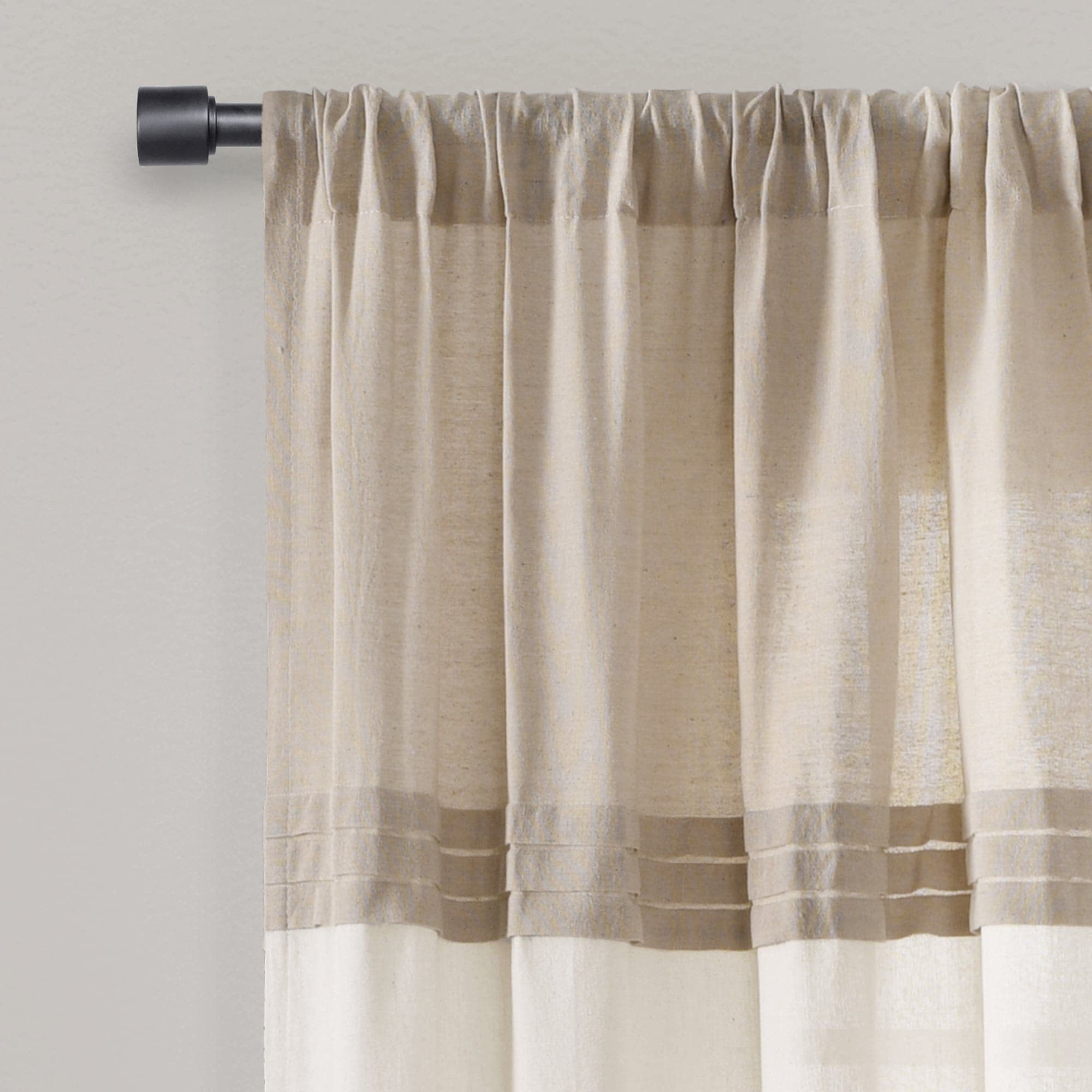 Farmhouse Faux Linen Colorblock Pleated Window Curtains | Lush Decor ...